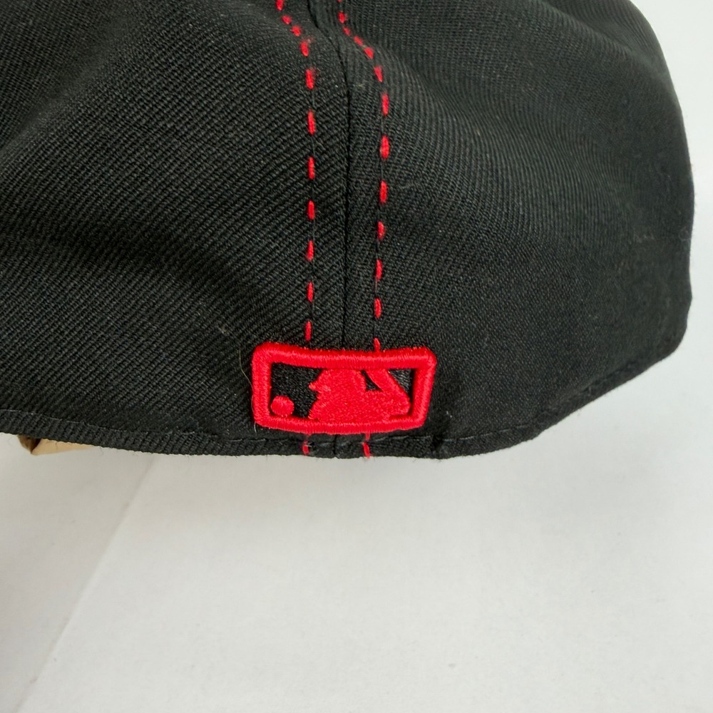 New Era New York Yankees 59FIFTY Fitted Hat 7 3/4 Black Red Contrast Stitch Wool - Picture 7 of 14